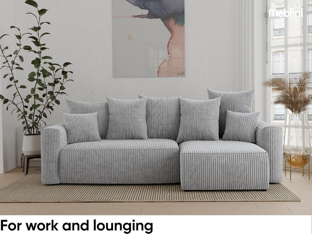 ECKSOFA SOLARIS L - Blau/Hellgrau, Holzwerkstoff (238/142cm) - Meblini