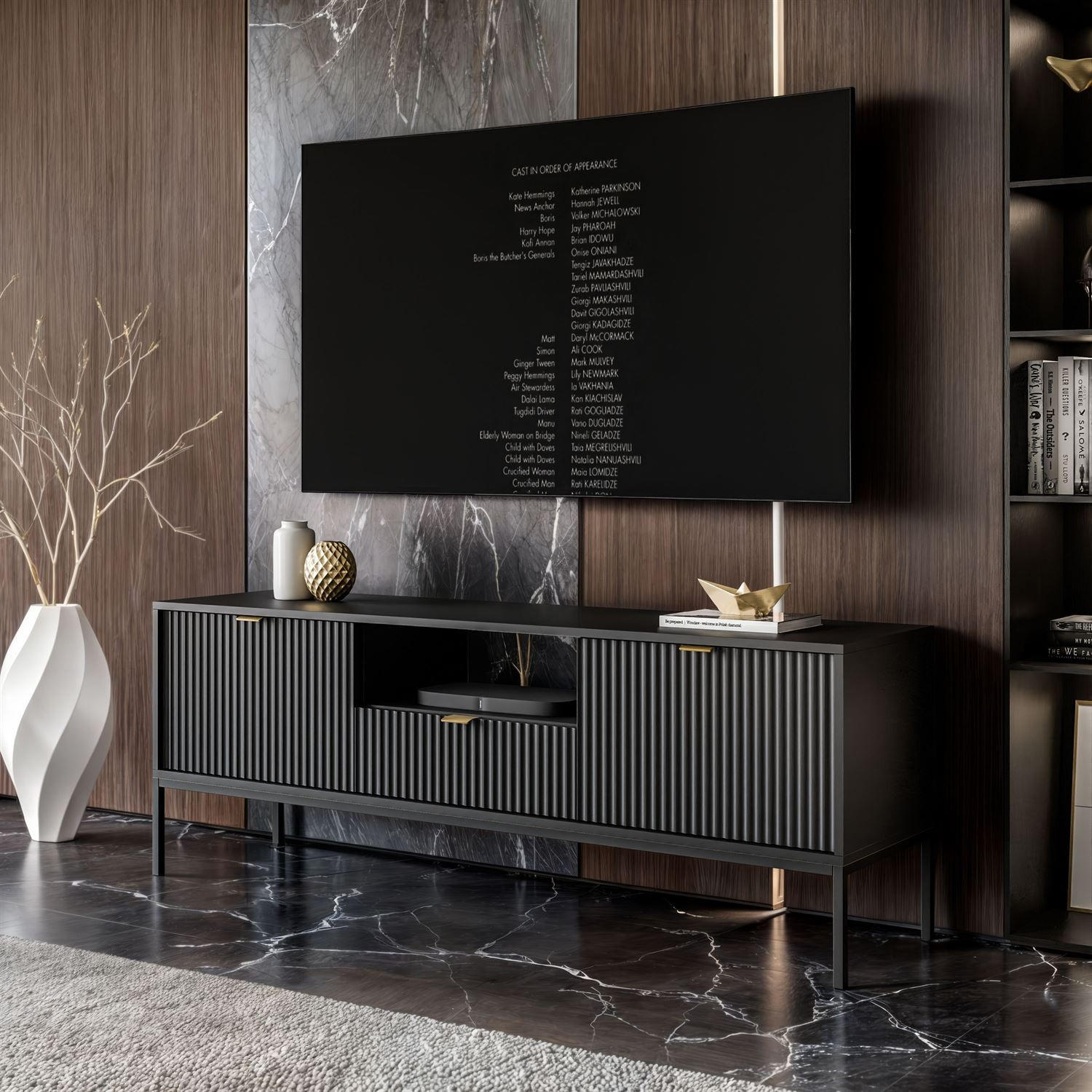 Thumbnail - Lookway Tv-Element, Schwarz, Holzwerkstoff, 154x56x39 cm, Wohnzimmer, TV Möbel, TV-Racks