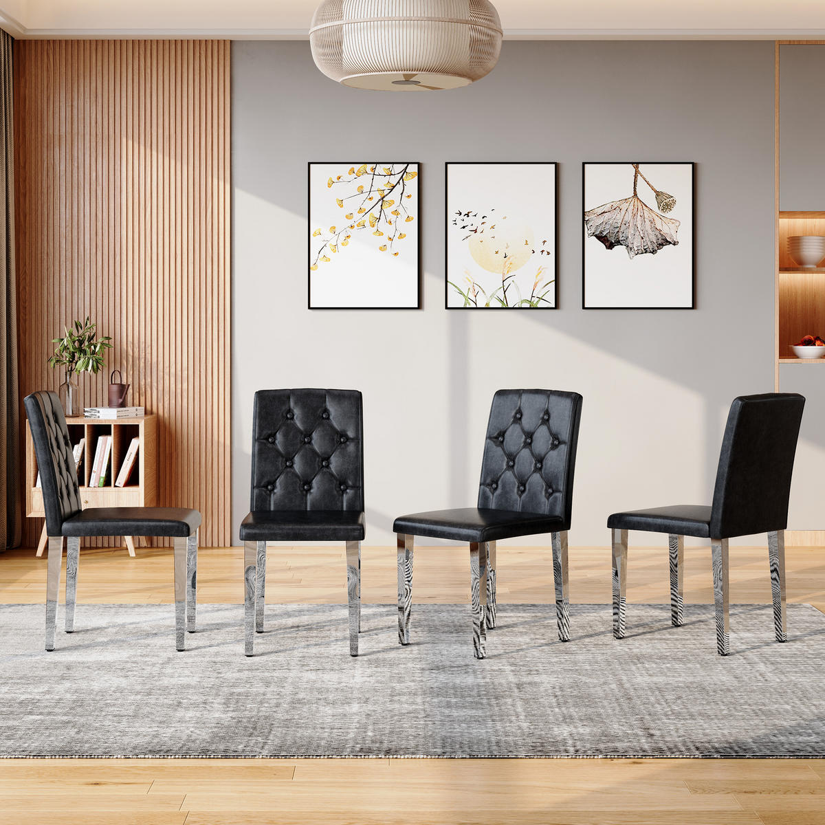 STUHL-SET DE-36653 4 Stück mit PU-Bezug und Metallbeinen Silber - Silberfarben, Metall (46/89/42cm) - ComfortXL