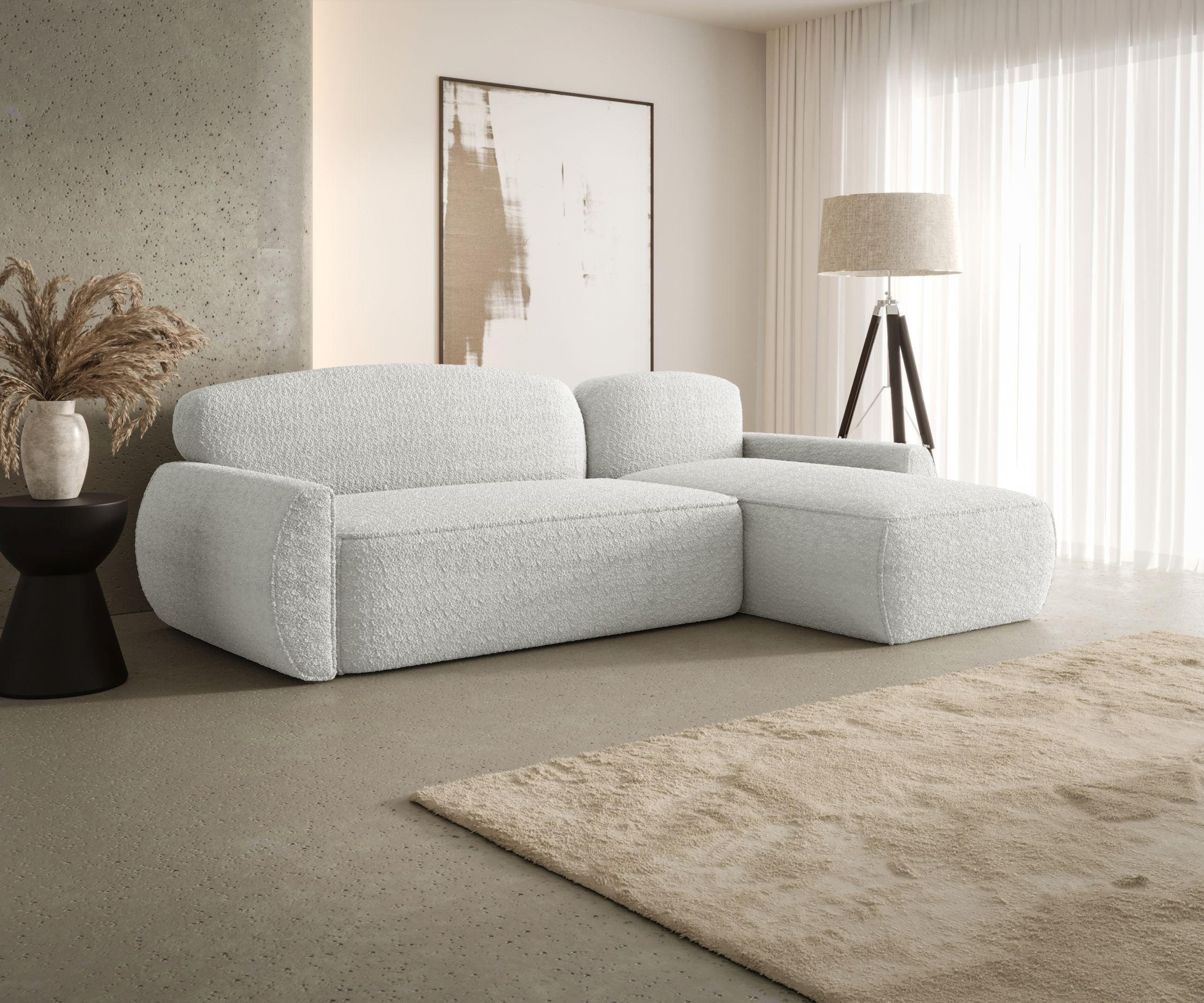 ECKSOFA mit Schlaffunktion LUCAS Quelle 01 Rechts - Weiß, Textil (240/145cm) - Bedante