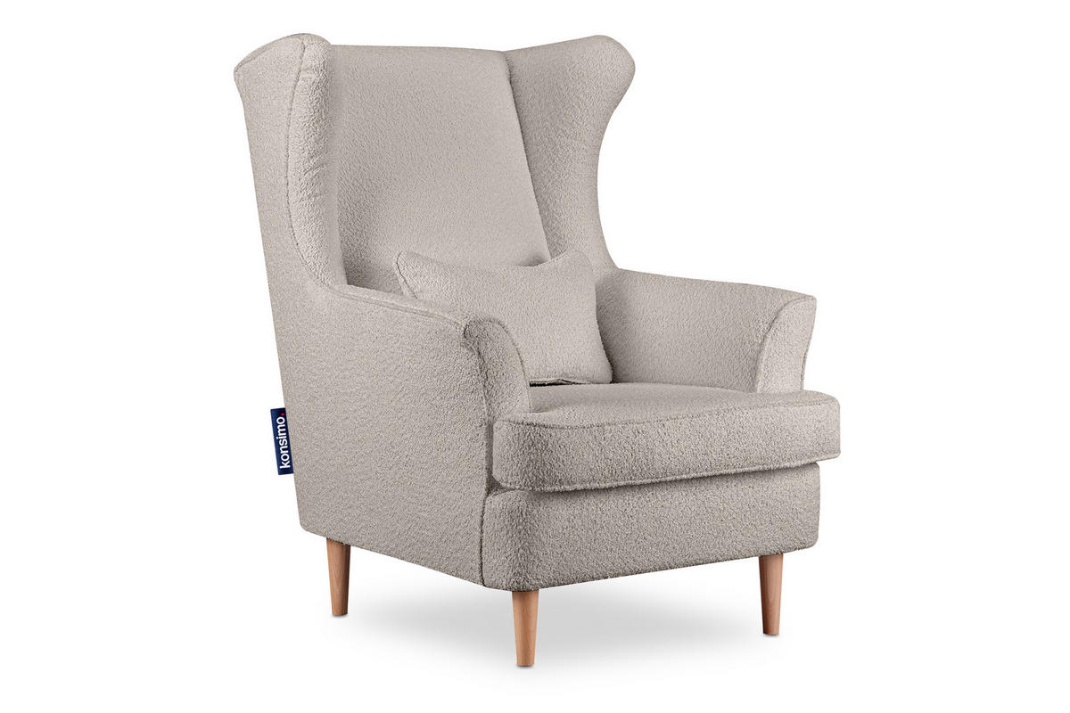 OHRENSESSEL STRALIS mit Sitzhocker, hellbeige - Beige, Textil (82/108/80cm) - KONSIMO®