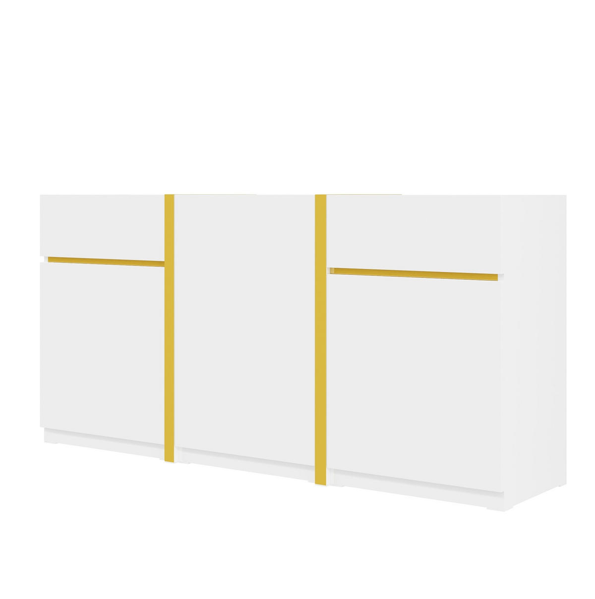 SIDEBOARD 160/40/78 cm mit 3 Türen & 2 Schubladen in Weiß Hochglanz - Weiß, Holzwerkstoff (160/78/40cm) - BEAOK