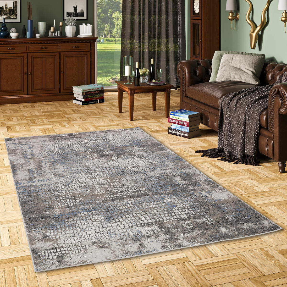 DESIGNER TEPPICH MODERNE ORIENT VINTAGE KLASSIK - Platinfarben, Textil (80/150cm) - Pergamon