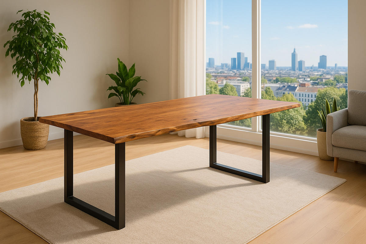 ESSTISCH LAURINA - Nussbaumfarben/Walnussfarben, Holz/Metall (100/200/77cm) - SAM