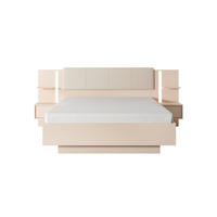 BETT Holen Beige, mit Bettzeugablage und Nachttische - Beige, Holzwerkstoff - Bettso