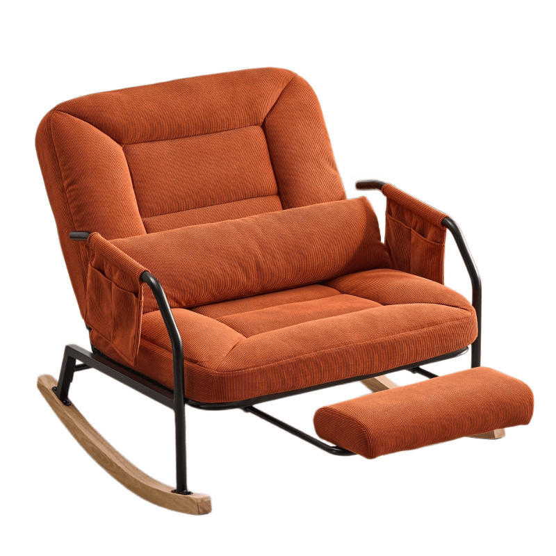 SCHAUKELSTUHL,ÜBERGROSS mit Fußstütze verstellbare Lehne Cord Bauernstil,braun - Braun, Textil (87/89/88cm) - Vallsero