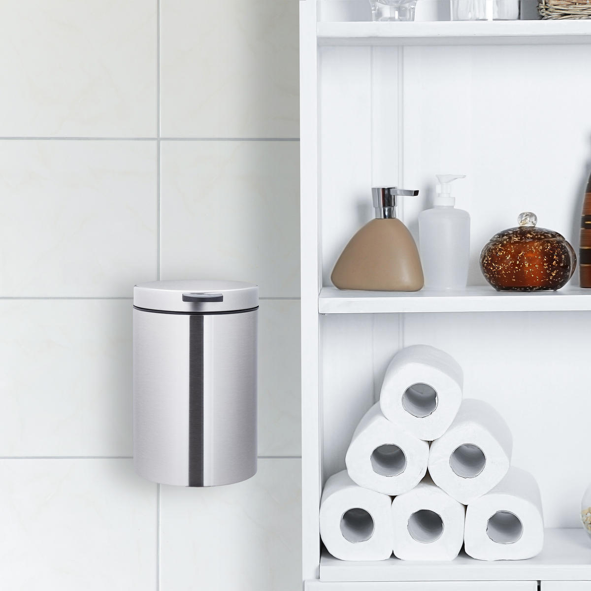 KOSMETIKEIMER - Silberfarben, Kunststoff/Metall (17/25/22cm) - Relaxdays