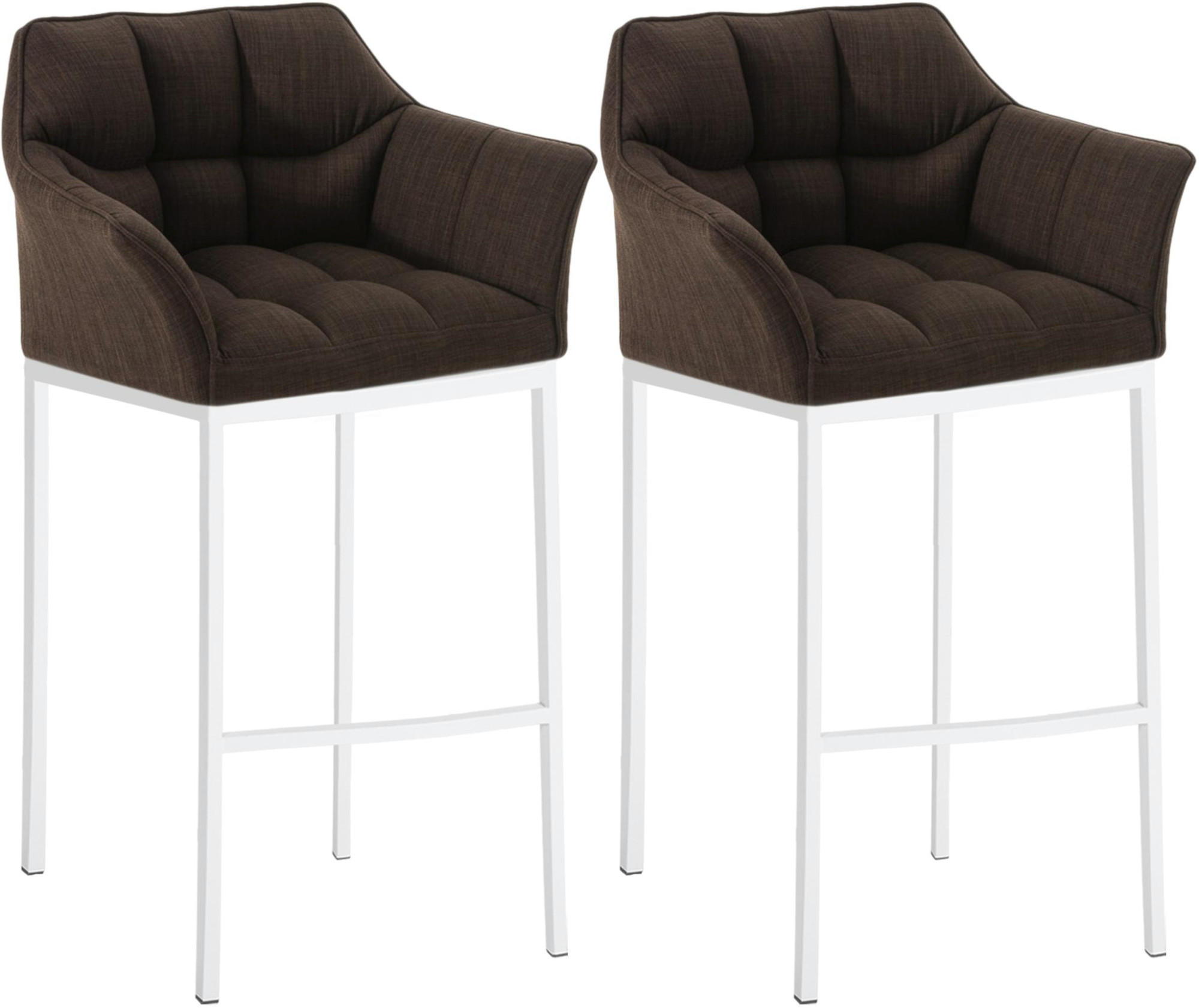 BARHOCKER 2er Set Stoff Braun - Weiß/Braun, Textil/Metall (64/110/48cm) - CLP