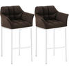 BARHOCKER 2er Set Stoff Braun - Weiß/Braun, Textil/Metall (64/110/48cm) - CLP