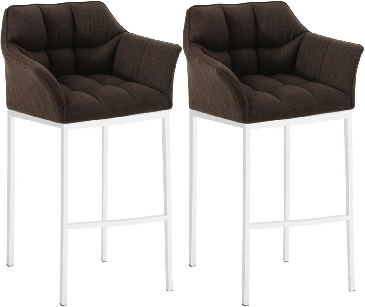 BARHOCKER 2er Set Stoff Braun - Weiß/Braun, Textil/Metall (64/110/48cm) - CLP