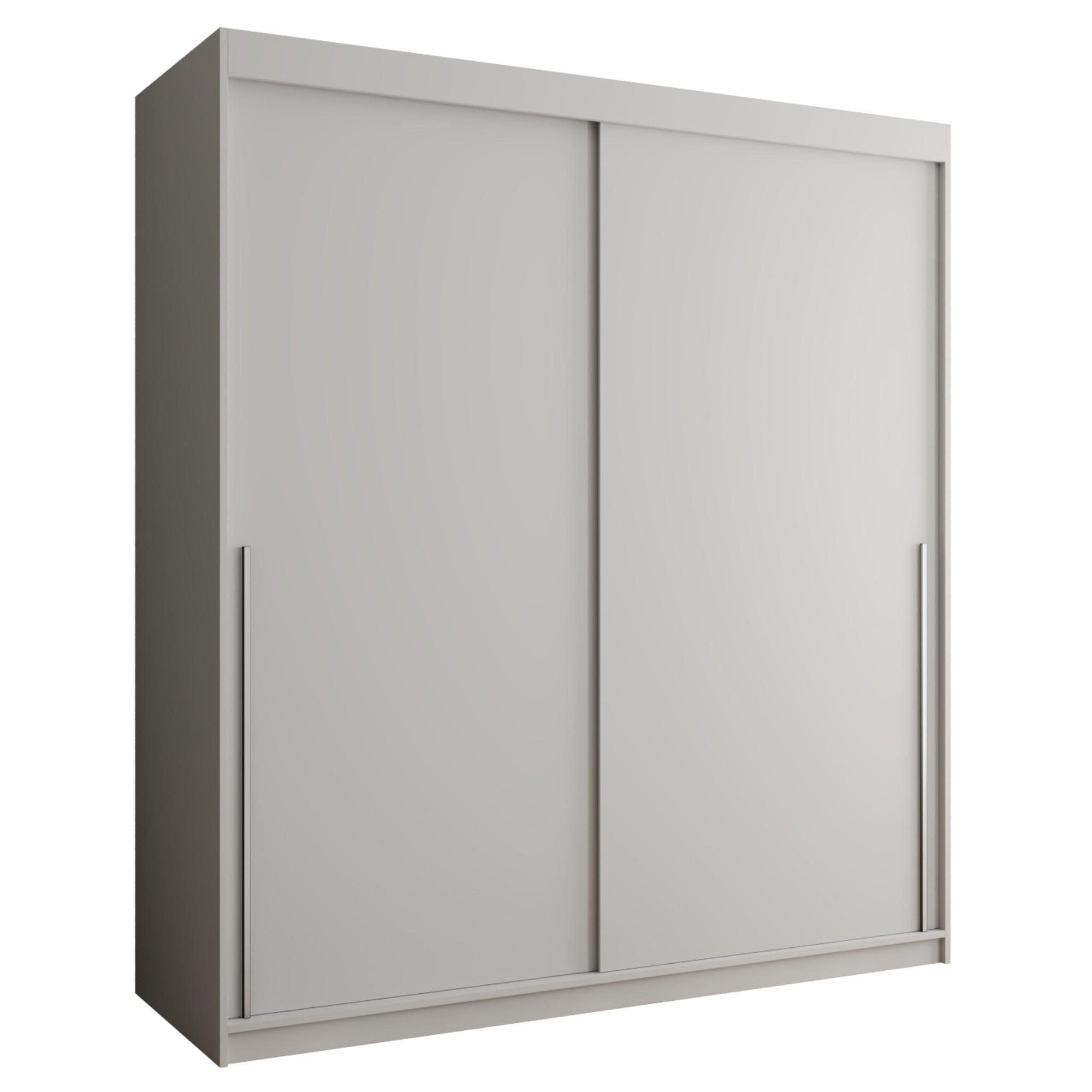 SCHIEBETÜRENSCHRANK 180 cm Breite, weiß mit silbernem Griff - Silberfarben/Weiß, Holzwerkstoff (180/200/62cm) - Home Collective
