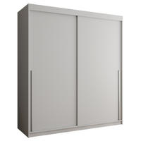 SCHIEBETÜRENSCHRANK 180 cm Breite, weiß mit silbernem Griff - Silberfarben/Weiß, Holzwerkstoff (180/200/62cm) - Home Collective