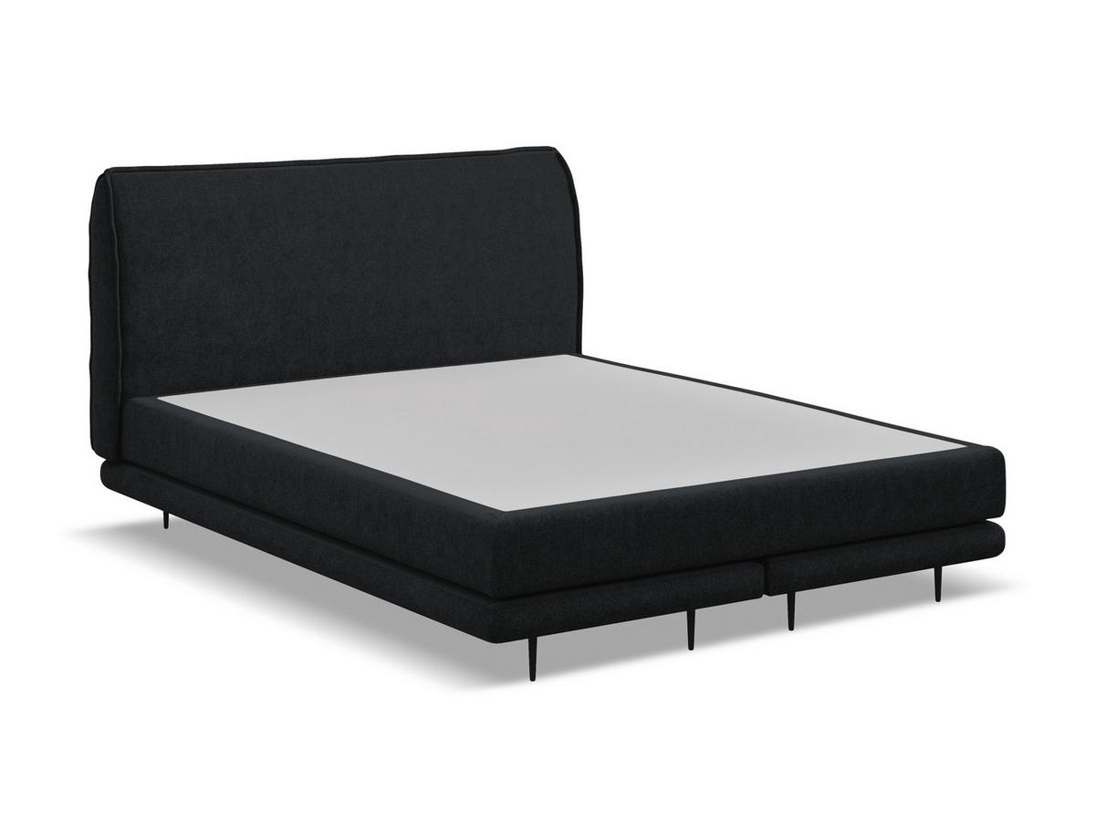 POLSTERBETT Doppelbett mit Matratze Bouclé Stoff Schwarz - Schwarz, Textil/Metall (140/200cm) - Makamii