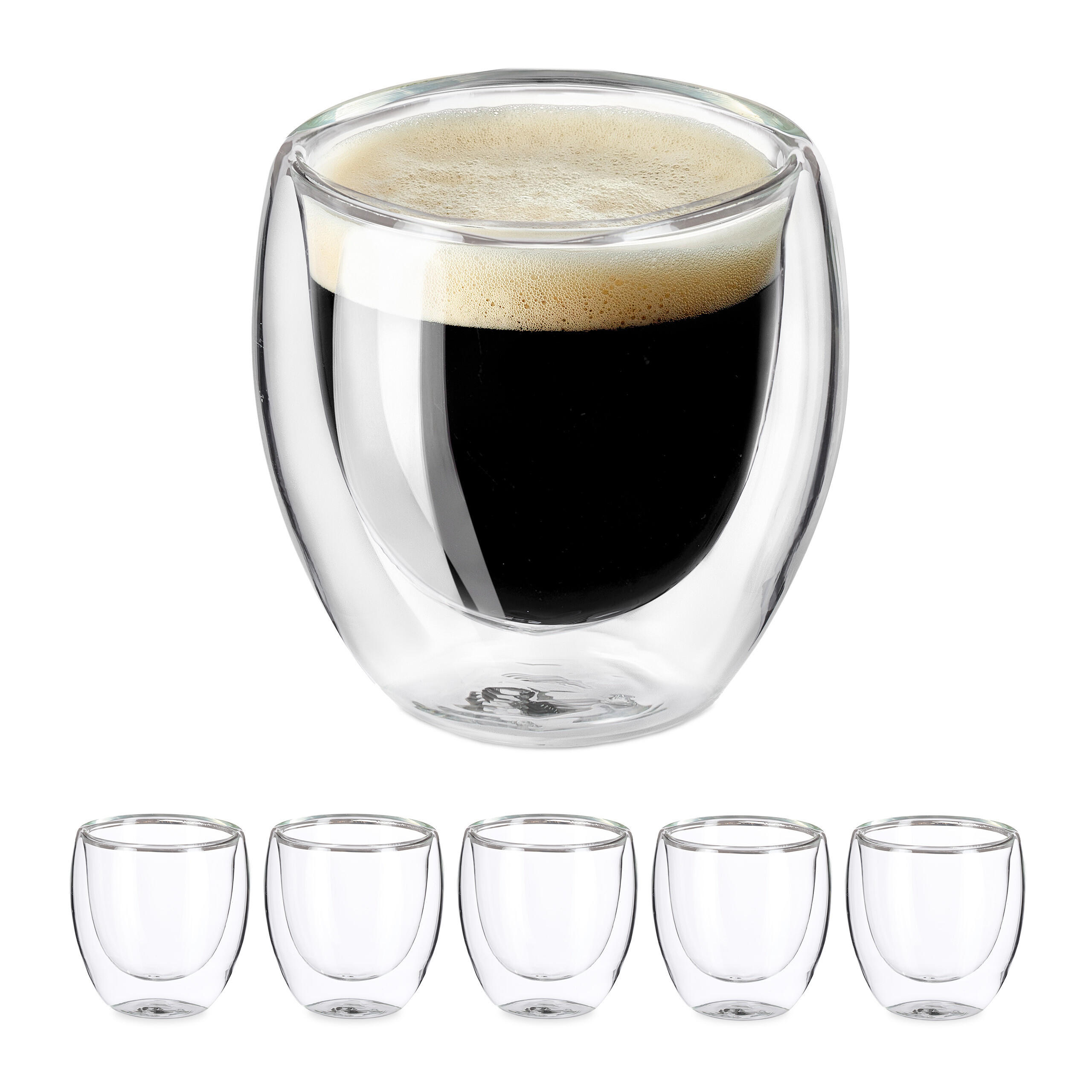 ESPRESSOGLÄSER 6er Set - Transparent, Glas (0.1L) - Relaxdays