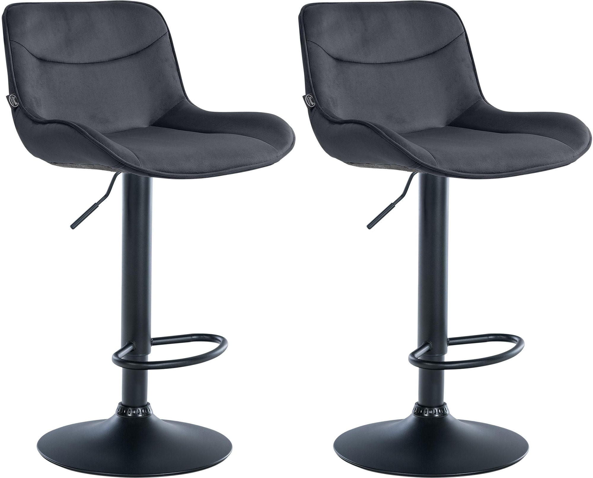 BARHOCKER 2er Set Samt schwarz - Schwarz, Textil/Metall (49/85/51cm) - CLP