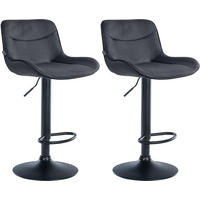 BARHOCKER 2er Set Samt schwarz - Schwarz, Textil/Metall (49/85/51cm) - CLP