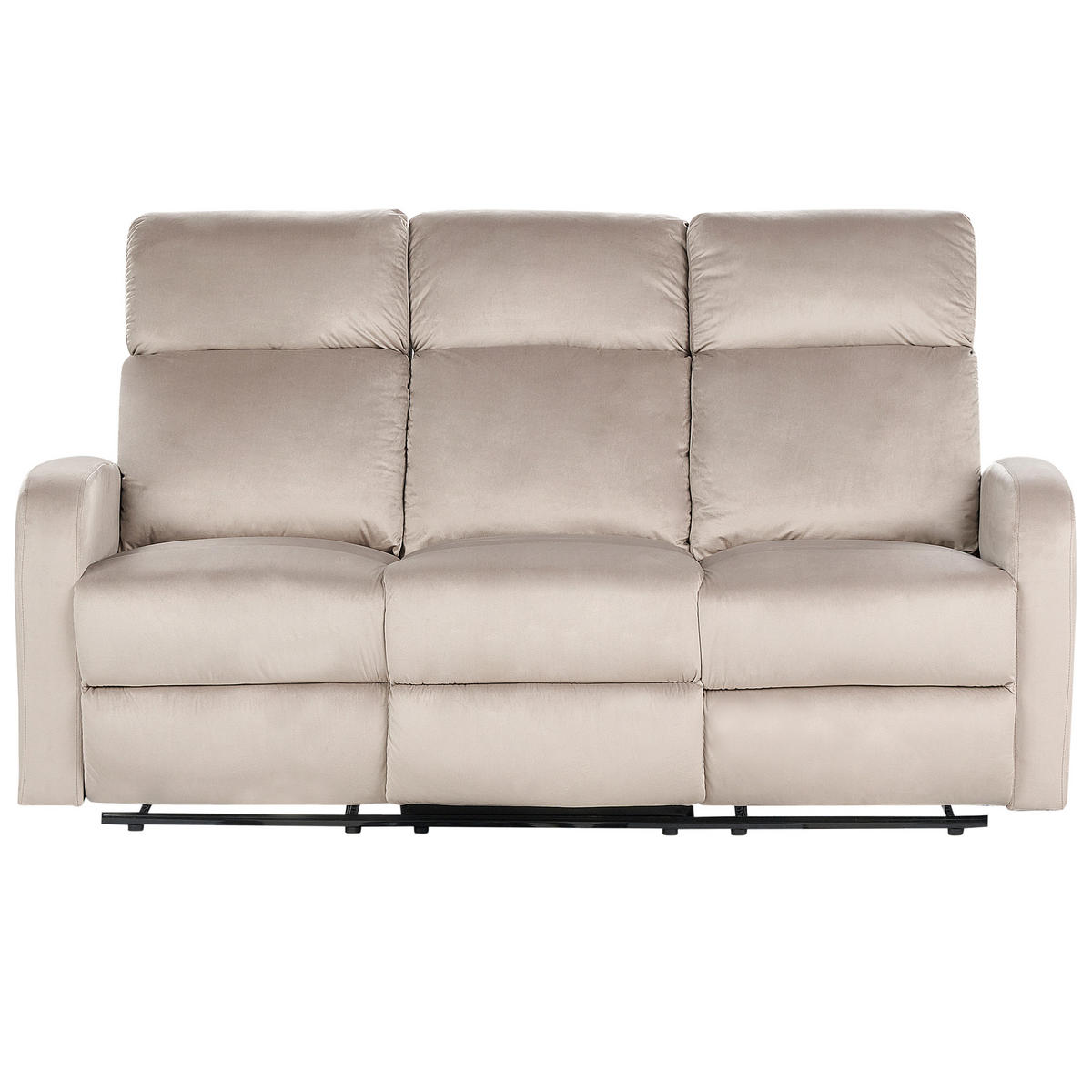 3-SITZER-SOFA Samtstoff taupe elektrisch verstellbar Verdal - Beige, Textil (180/102/73cm) - Beliani