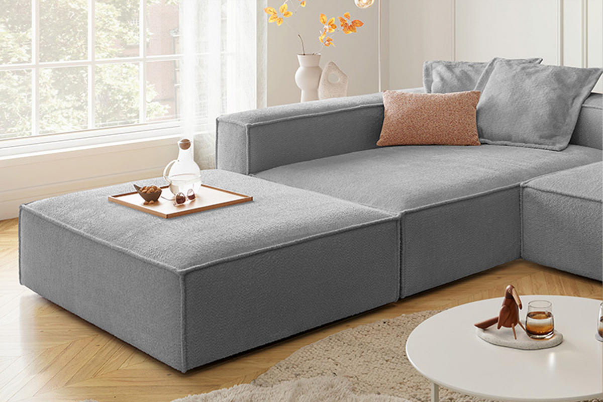 ECKSOFA CARMO Grau Flachgewebe - Schwarz/Grau, Kunststoff/Textil (306/191cm) - KAWOLA