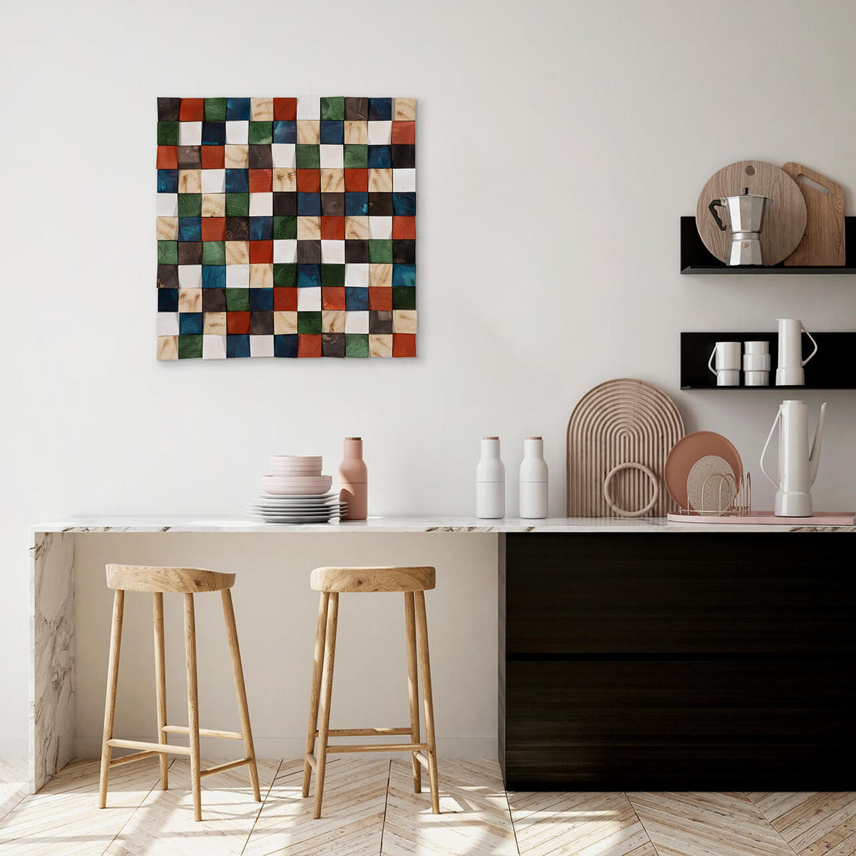 HOLZBILD Bunt 75/75 cm - Multicolor, Holz (7/75cm) - KUNSTLOFT