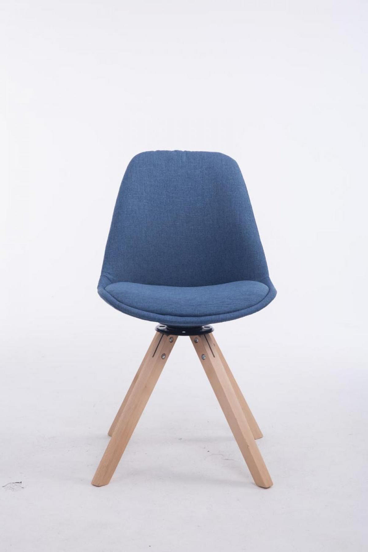 DREHSTUHL Stoff blau - Blau/Eukalyptusholzfarben, Holz/Textil (48/84/56cm) - CLP