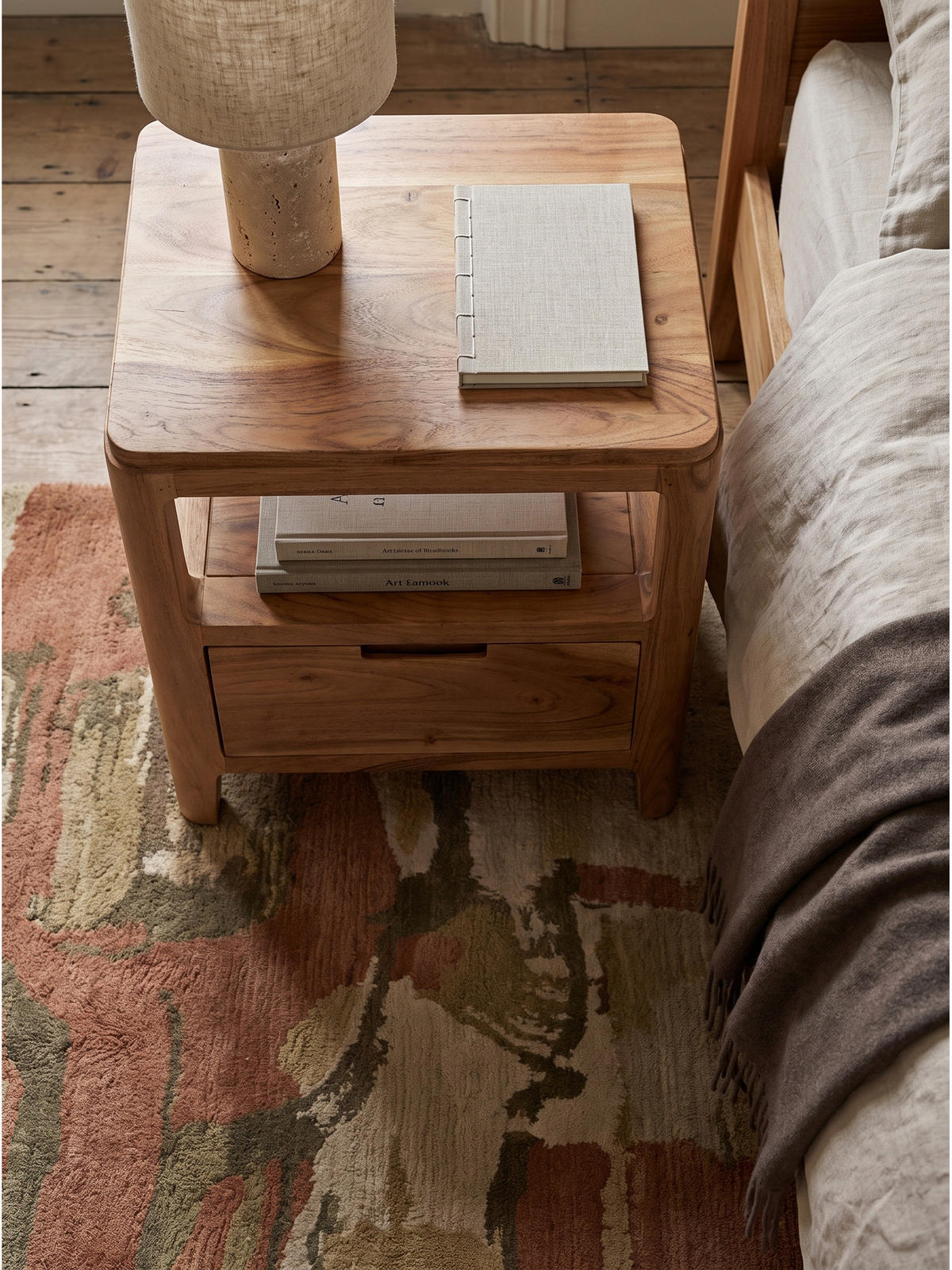 NACHTKONSOLE NALON, Akazie Massivholz, 45 x 35 x 46 cm - Braun/Akaziefarben, Akazienholz/Holz (45/46/35cm) - KADIMA DESIGN