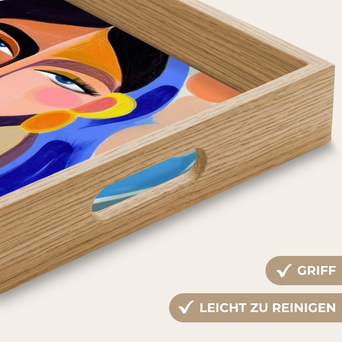 TABLETT - Porträt - Frau - Modern - 40x30 cm - Multicolor, Holz (40/5/5cm) - OnlyWow
