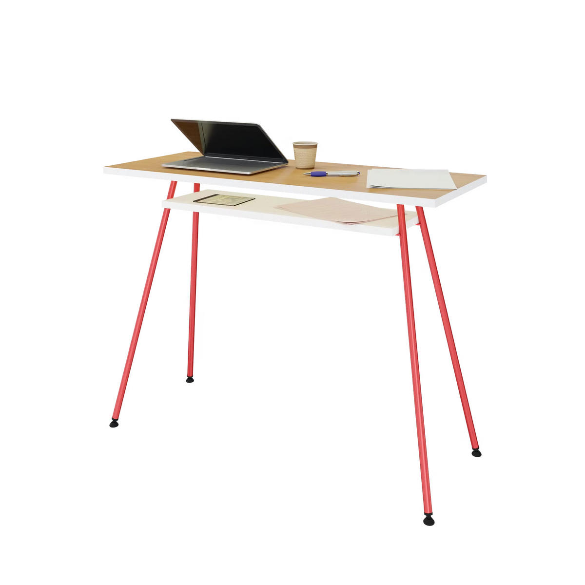 BÜROTISCH Kost Colors 100x40 cm – modernes Design in Rot - Rot, Holzwerkstoff (40/110/75cm) - Letti Moderni