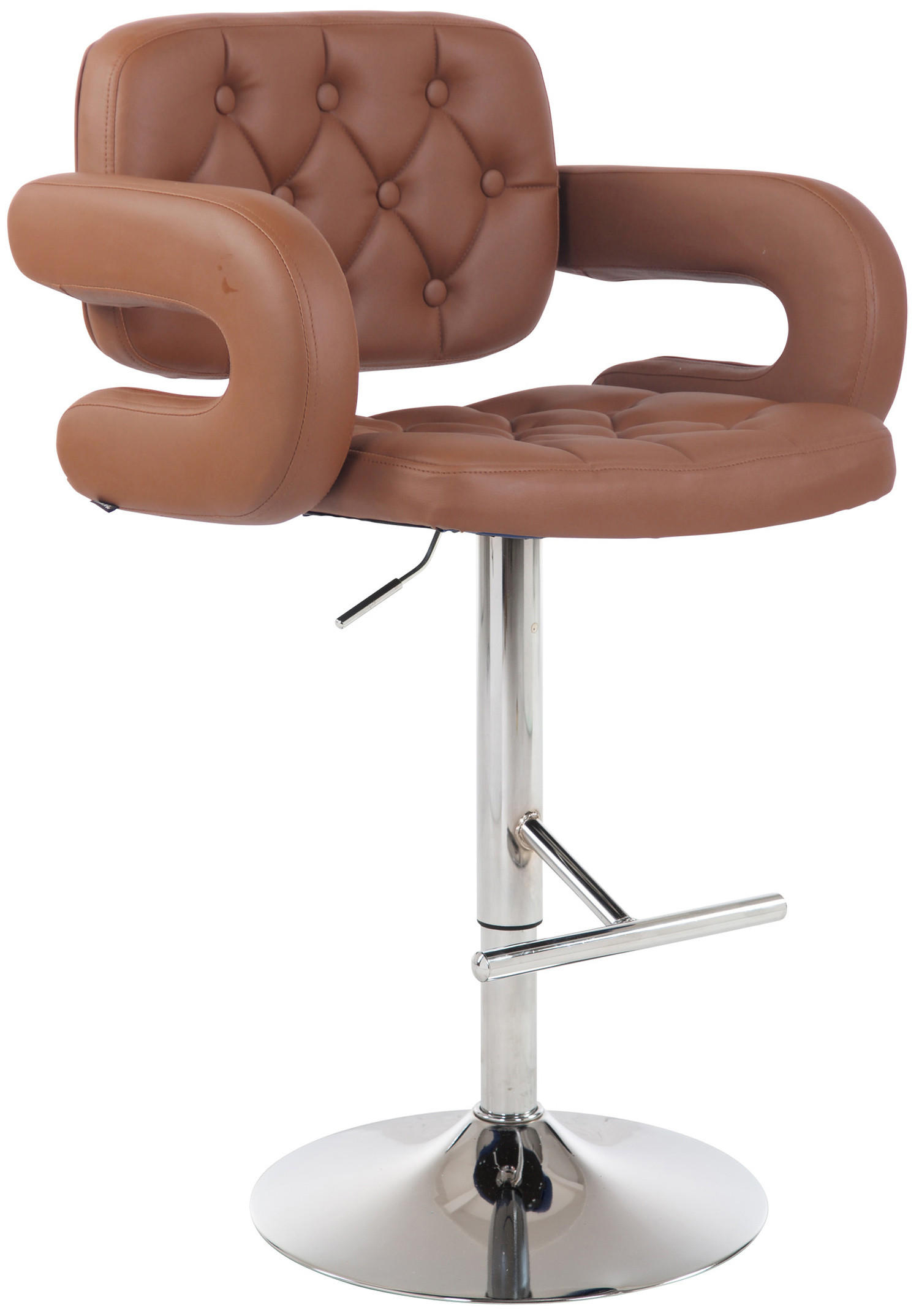 BARHOCKER Dubai, Gestell Metall in Chromoptik, Kunstleder Cognac - Chromfarben/Cognac, Kunststoff/Textil (52/100/55cm) - TPFLiving