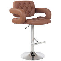 BARHOCKER Dubai, Gestell Metall in Chromoptik, Kunstleder Cognac - Chromfarben/Cognac, Kunststoff/Textil (52/100/55cm) - TPFLiving