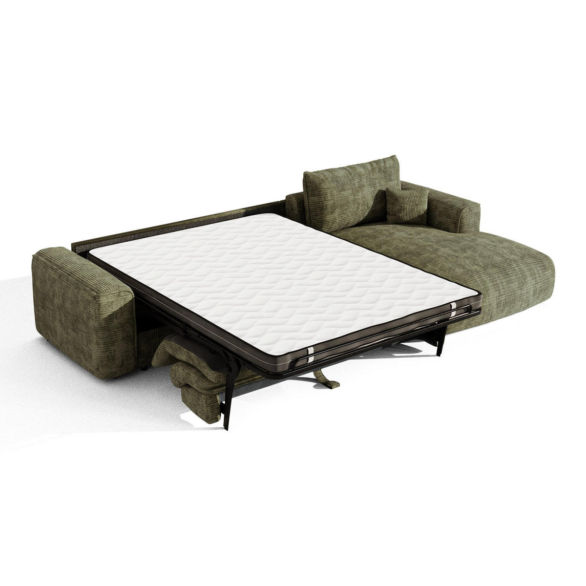 ECKSOFA rechtwinklig COMO Cord Olivgrün 300cm - Olivgrün/Grün, Textil (300/165cm) - Premium Interiors