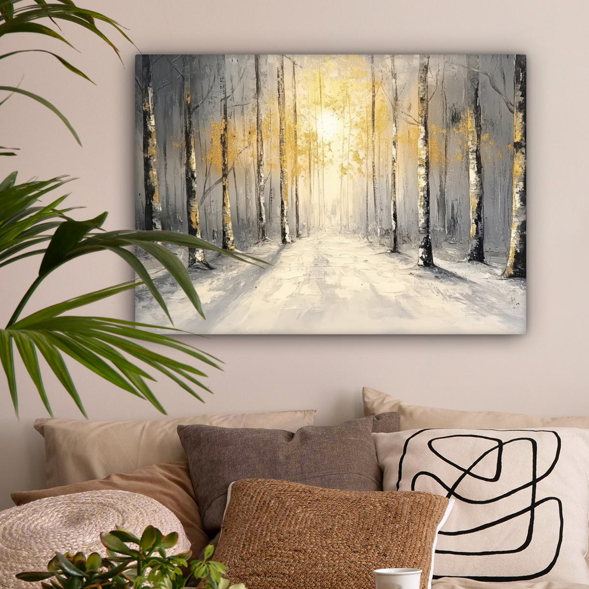 LEINWANDBILD Winter - Abstrakt - Schnee - Natur - Sonne Wandbilder 80x60 cm - Grau, Textil (80/60cm) - MuchoWow