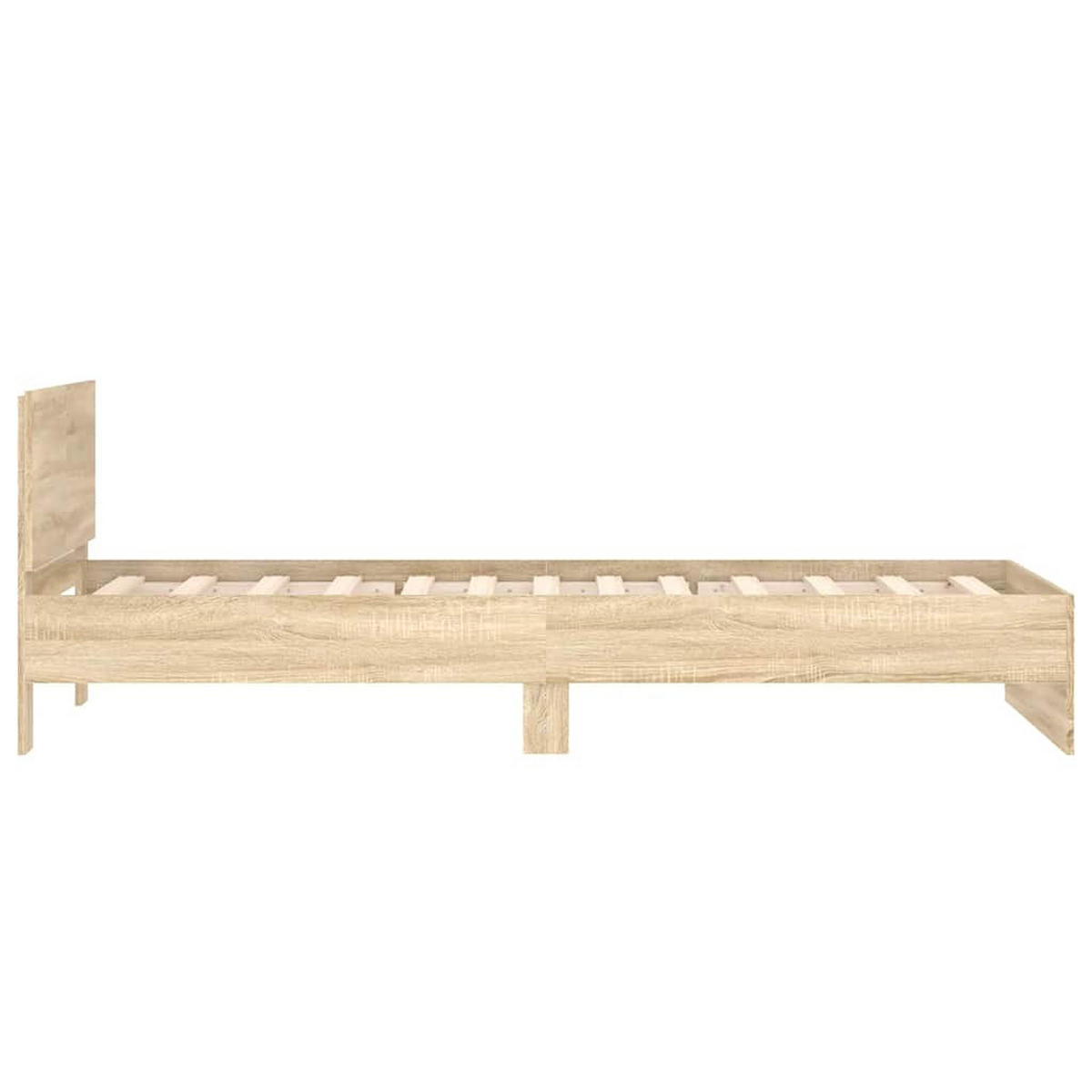 BETTGESTELL OHNE MATRATZE MIT KOPFTEIL SONOMA-EICHE 100X200 CM - Sonoma Eiche, Holz - vidaXL