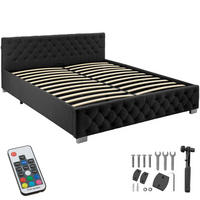 POLSTERBETT Daytona, großer Stauraum, Samtoptik schwarz - Schwarz/Samtahornfarben, Holz (180/200cm) - tectake