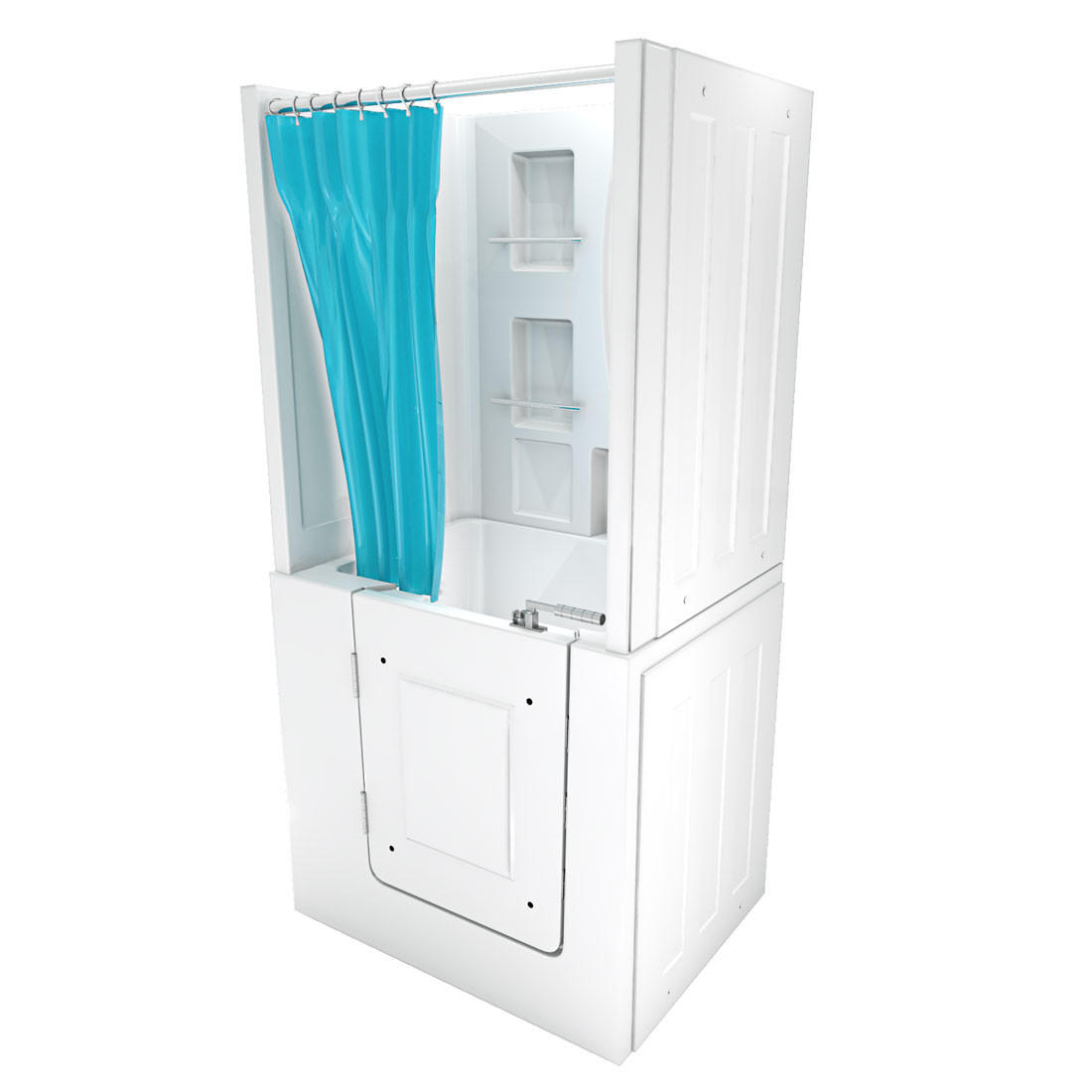 DUSCHE mit Sitzwanne und Tür S02D-B-L - Weiß, Glas/Kunststoff (100/78/205cm) - AcquaVapore by Sandra Jentho