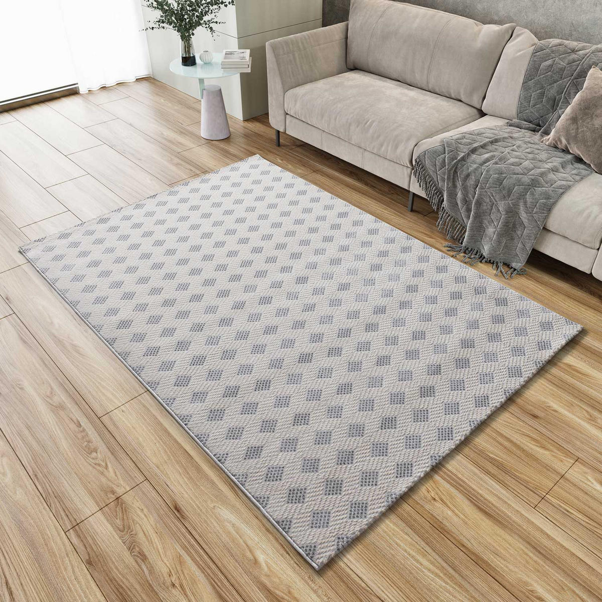 WEBTEPPICH grau Baresa 80/150 cm - Creme/Grau, Naturmaterialien/Textil (80/150cm) - Atticgo