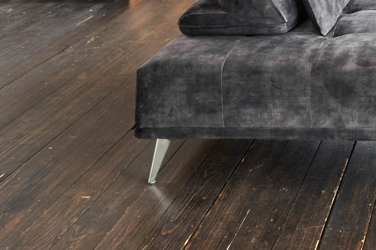 MODULSOFA MIT HOCKER WIOLO Anthrazit Velvet - Anthrazit/Silberfarben, Textil (350/80/350cm) - KAWOLA