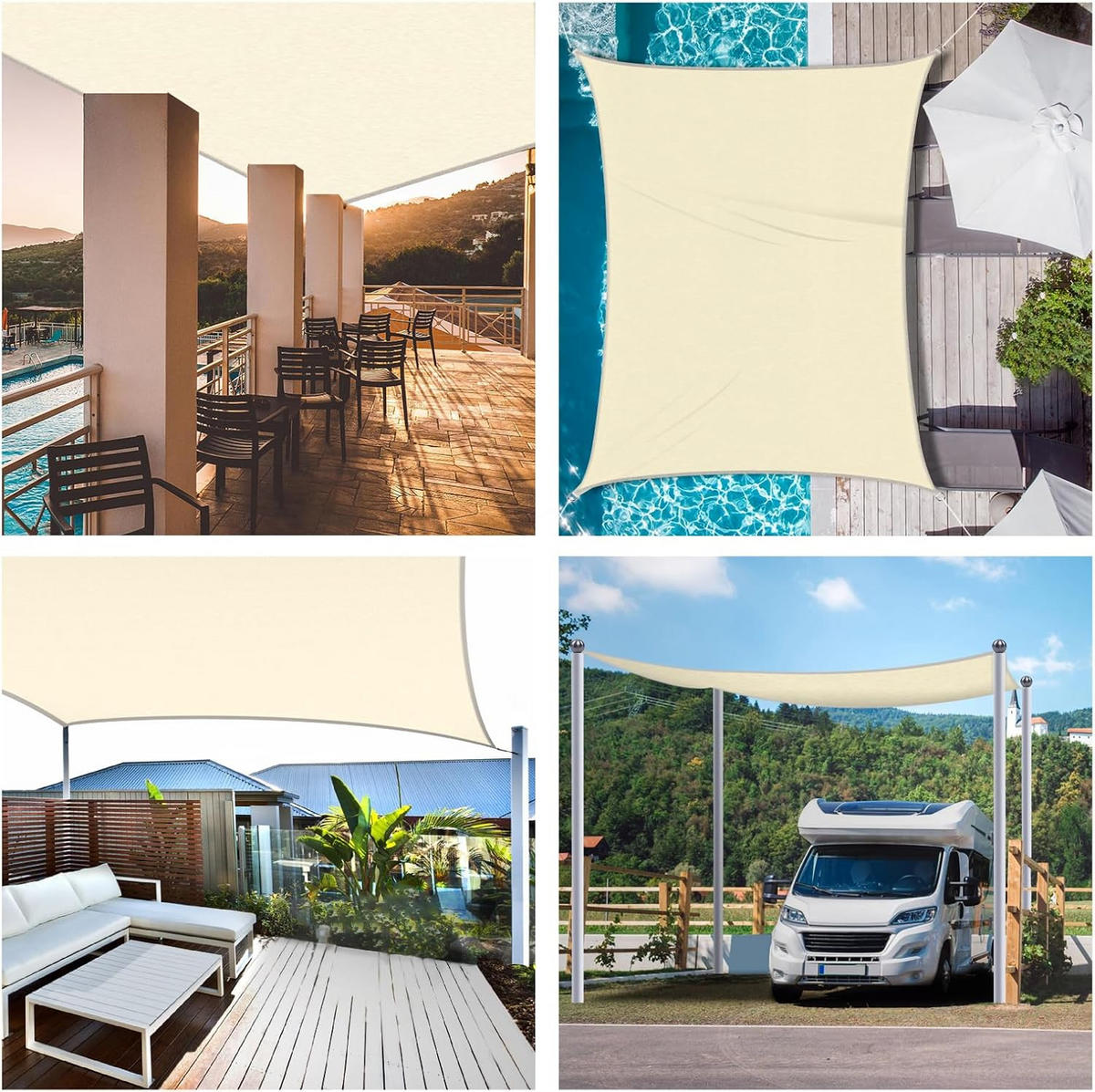 SONNENSEGEL, Cremeweiß, 3 x 3 m - Beige, Textil (300/300cm) - Weltevree