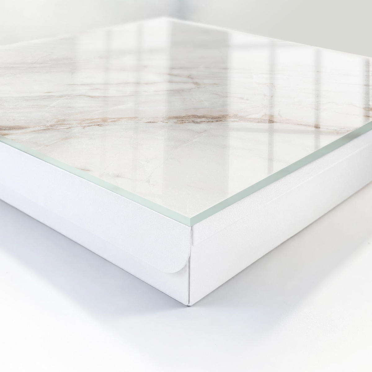 SCHLÜSSELBOX Weiß 30x30 cm – Türöffnung nach rechts - Cremefarbenes Muster - Creme, Metall (30/30/5cm) - TULUP