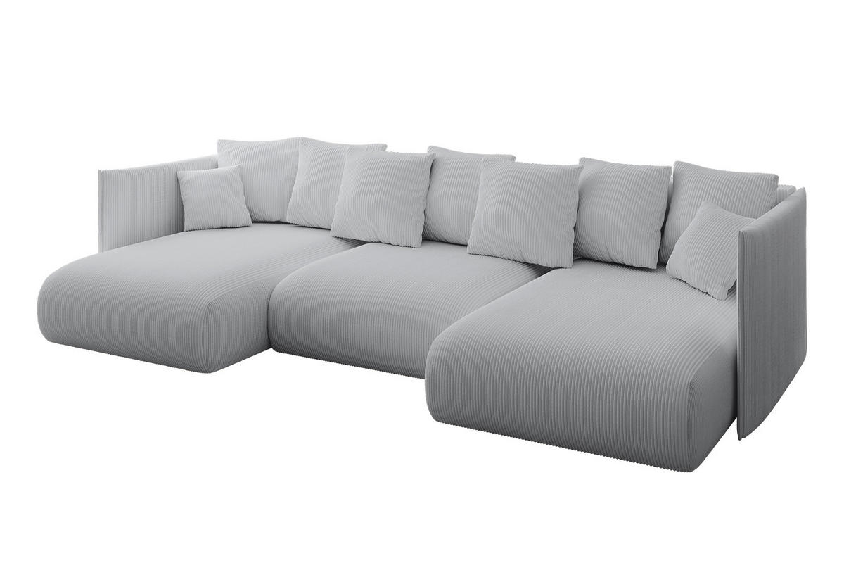 WOHNLANDSCHAFT mit Schlaffunktion und Bettkasten ONESK-U 304x165x40 Grau Cord - Grau, Holzwerkstoff/Kunststoff (304/90/165cm) - ALTDECOR