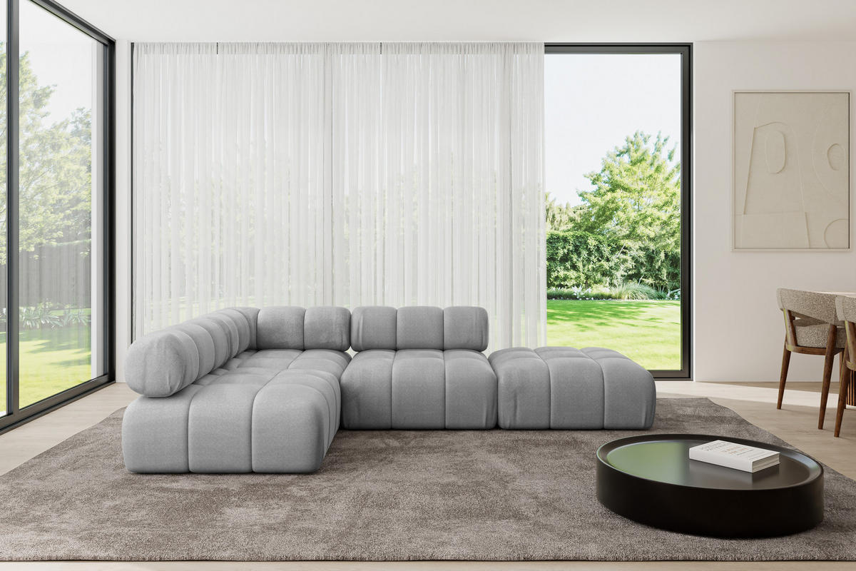 ECKSOFA modulares Sofa Favio-L1 - 285x190x70 cm Hellgrau Velours - Hellgrau, Holzwerkstoff/Textil (285/190cm) - ALTDECOR