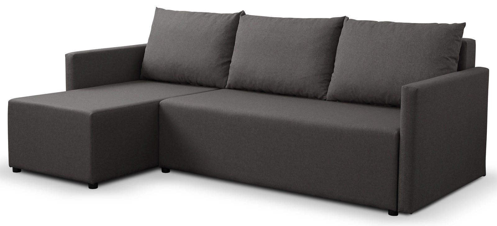 ECKSOFA Solid mit Schlaffunktion und Bettkasten - Dunkelgrau, Holz/Holzwerkstoff (217/138cm) - Ravio