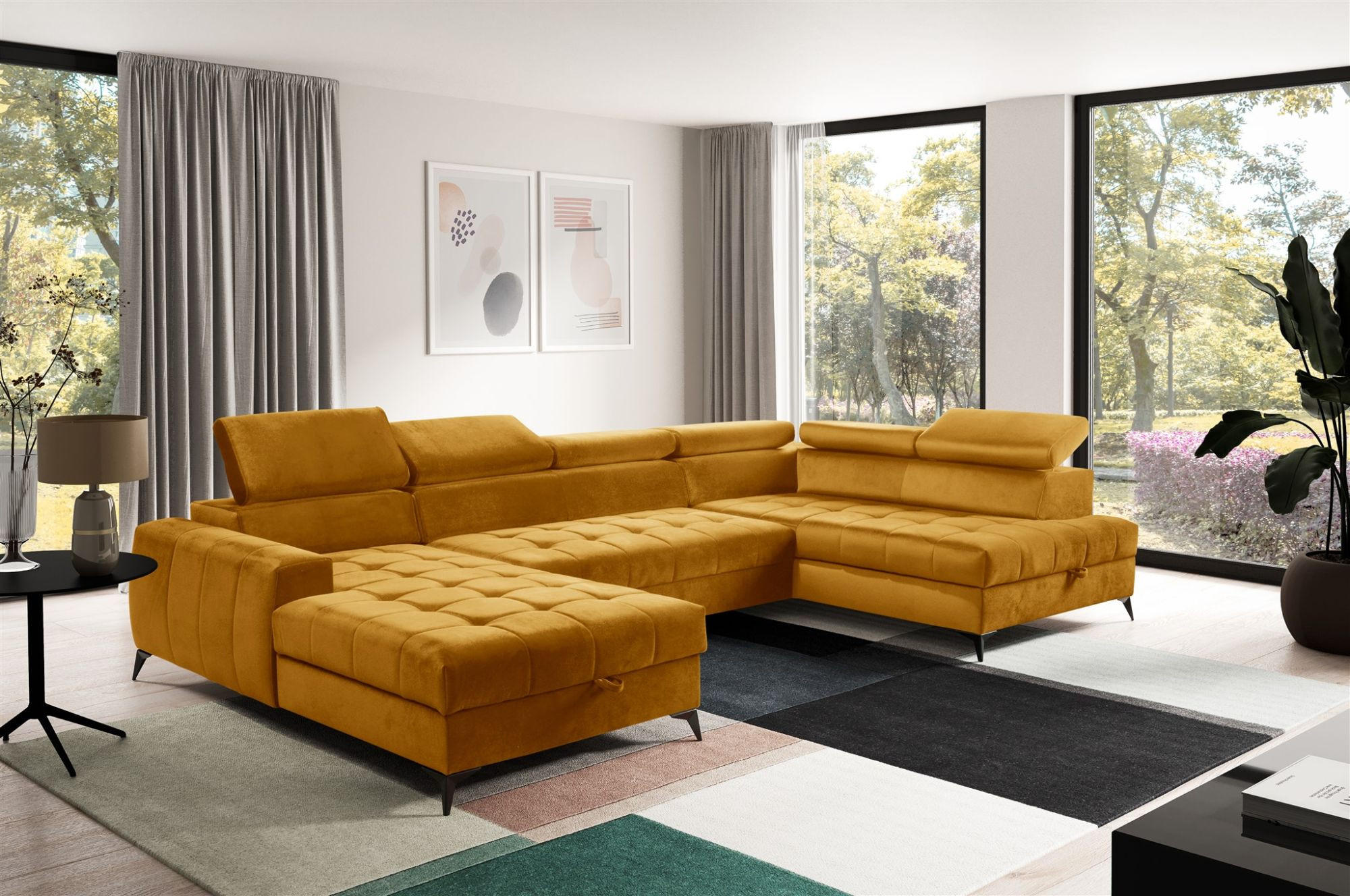 WOHNLANDSCHAFT Agnesa In Salvador - Honig, Holzwerkstoff/Textil (345/95/200cm) - Fun Möbel