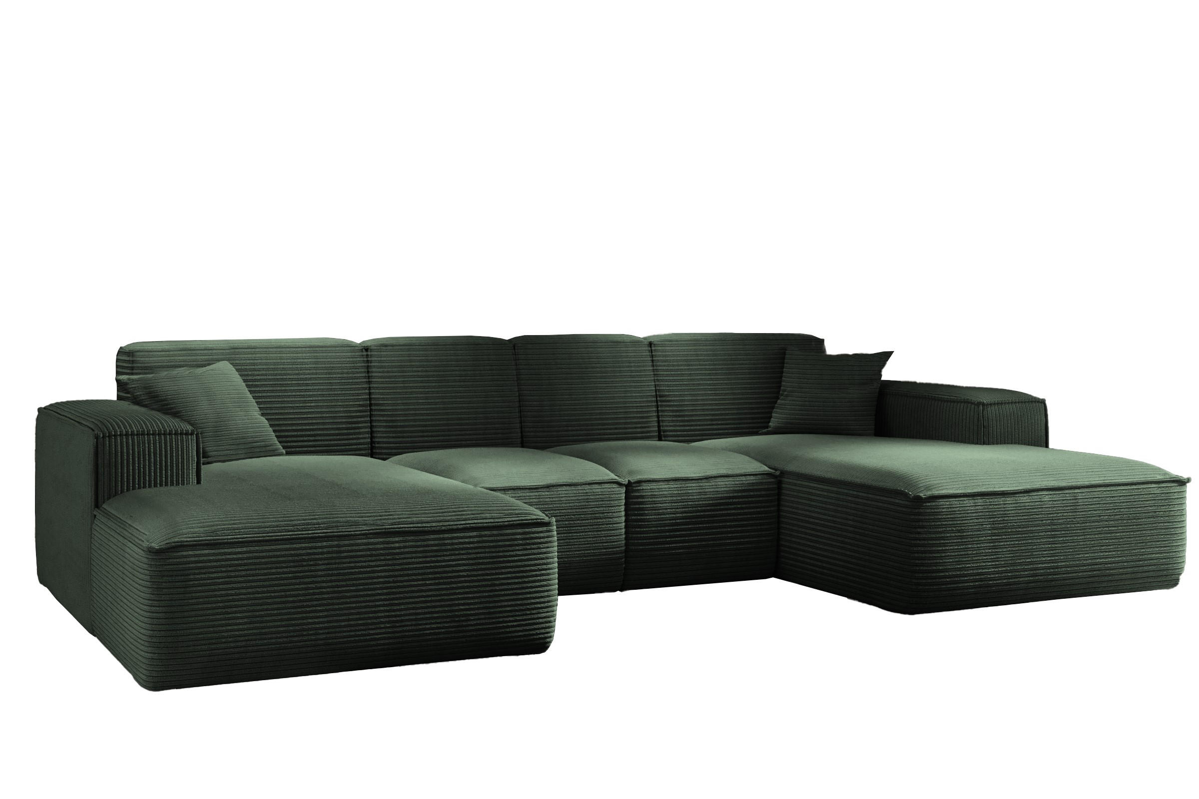 Kaiser Möbel ROHOVÁ SEDAČKA ve tvaru U, velká sedačka do obývacího pokoje 342 cm SIENA tkanina Poso Zelená