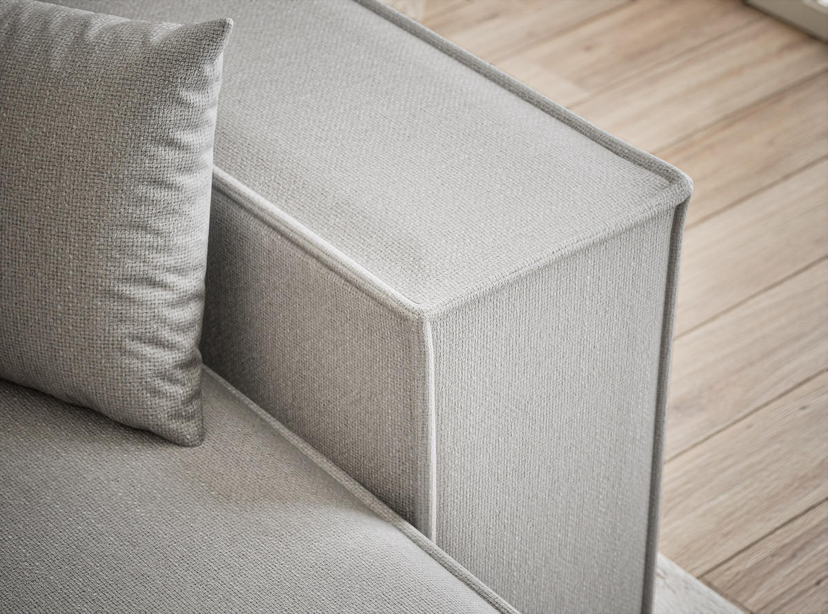 ECKSOFA MIT SCHLAFFUNKTION Zaya Hellgrau Webstoff - Hellgrau/Schwarz, Holz/Holzwerkstoff (255/148cm) - Maison de Reve