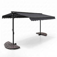 DOPPELSCHRÄGMARKISE 3x4m mit 4 Gewichtsplatten, Grau - Grau, Metall (300/250/400cm) - Oviala