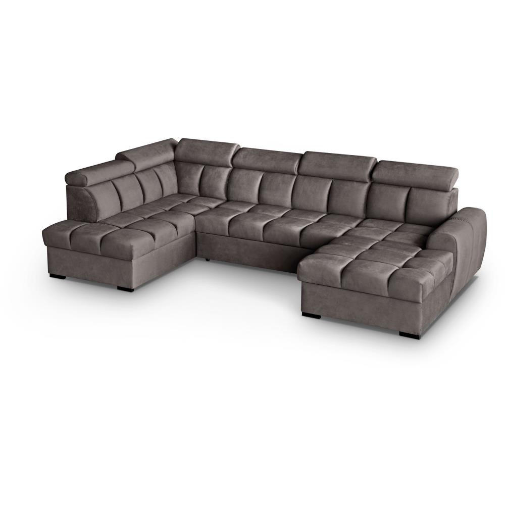 WOHNLANDSCHAFT Gomez U mit Schlaffunktion braun links - Braun, Textil (330/102/195cm) - Beautysofa