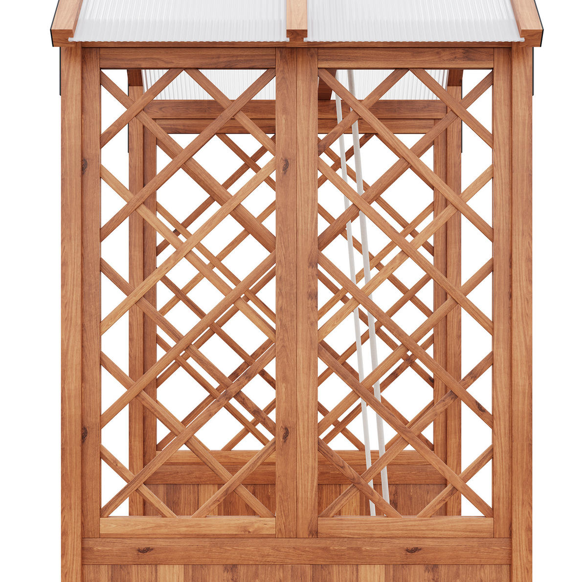 TRUHLÍK na kvety s trelážou a hojdačkou, 163/142/70 cm, masívne jedľové drevo, hnedý - hnedá, drevo (70/163/142cm) - BEAOK