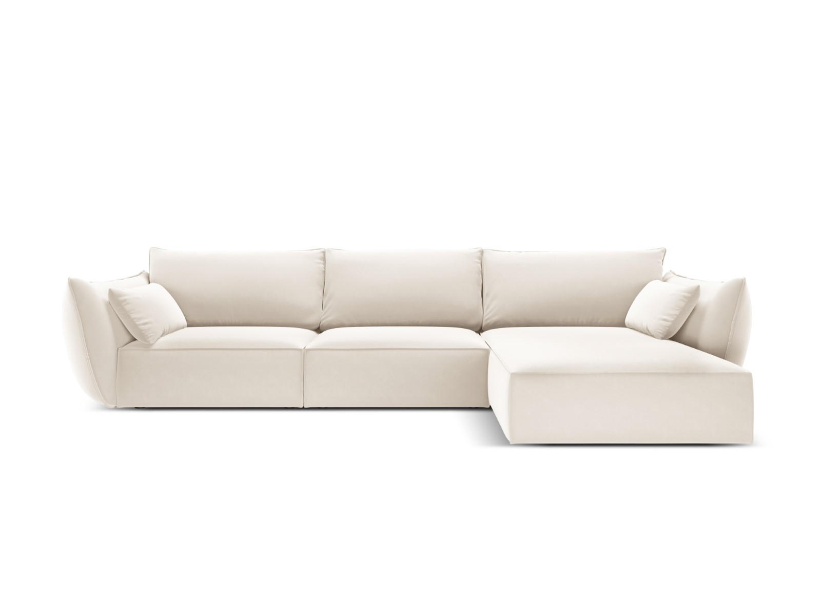 ECKSOFA rechts Kaelle aus Samt leichtes beige 4 Sitzplätze - Creme, Textil (171/308cm) - Micadoni