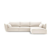 ECKSOFA rechts Kaelle aus Samt leichtes beige 4 Sitzplätze - Creme, Textil (171/308cm) - Micadoni