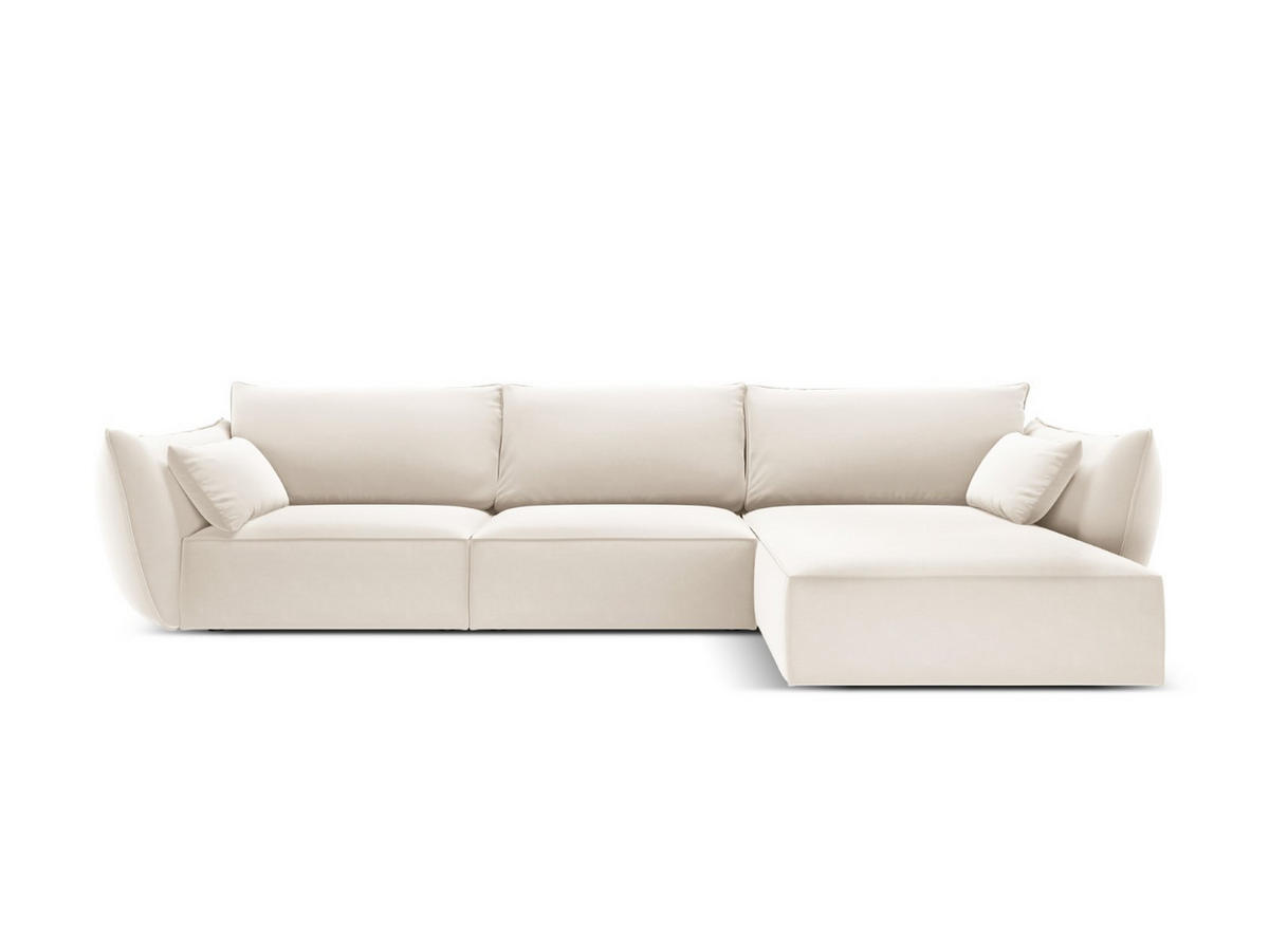 ECKSOFA rechts Kaelle aus Samt leichtes beige 4 Sitzplätze - Creme, Textil (171/308cm) - Micadoni